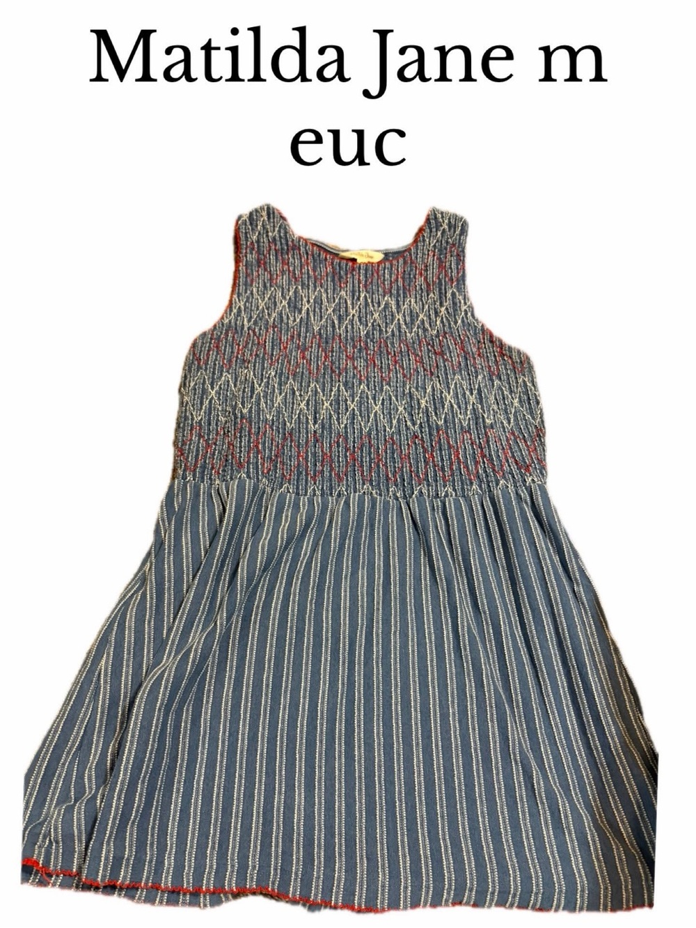 Matilda Jane Enchanted Garden Blue Roxie Striped Smocked Tank Size M Medium - Picture 2 of 2